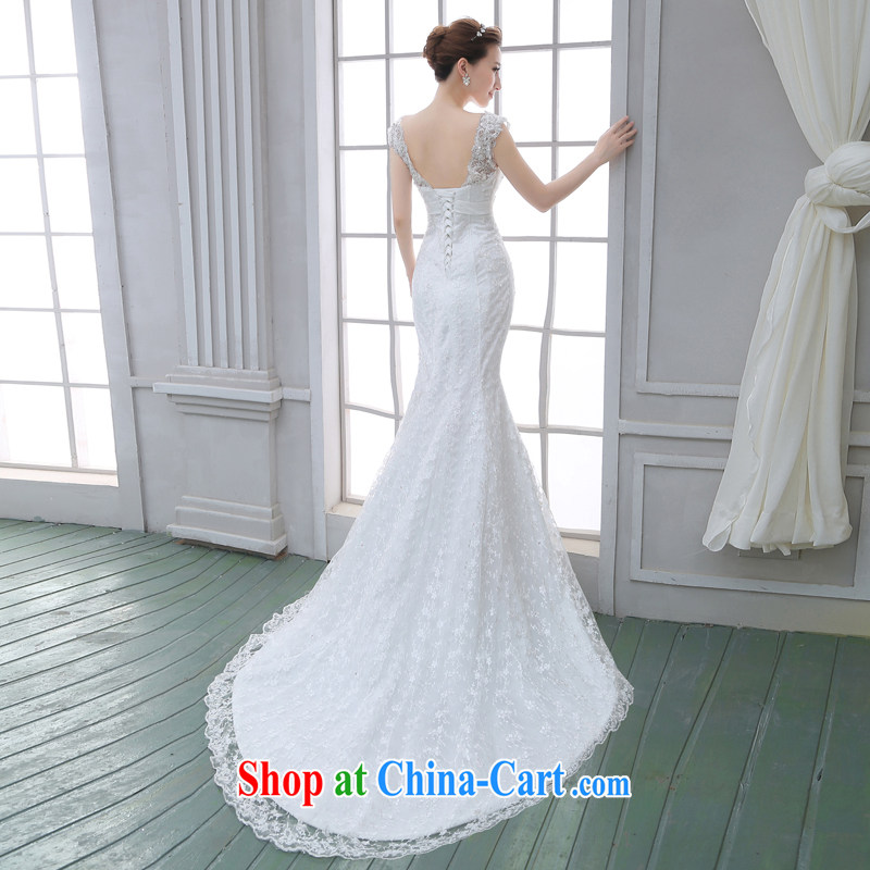 wedding dresses 2015 new V collar lace long-sleeved beauty graphics thin crowsfoot small fragrant wind wedding dresses white M, Diane M Ki, shopping on the Internet