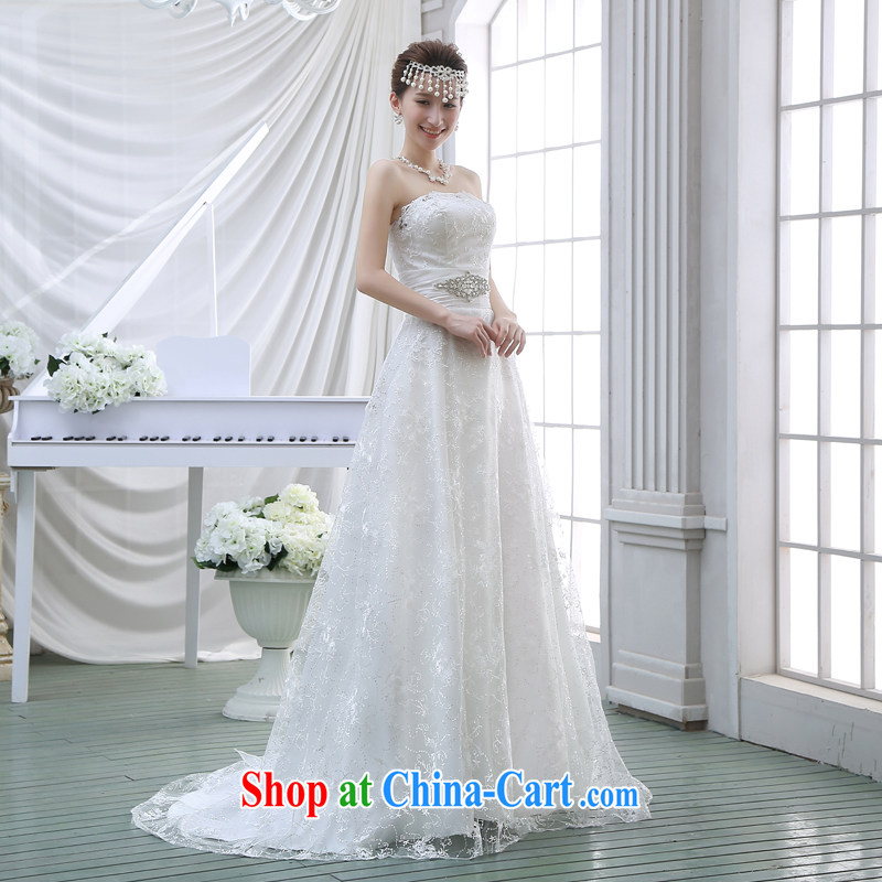 New 2015 wedding dresses bare chest small tail crowsfoot style beauty Korean bridal lace with the Code winter white M, Diane M Ki, shopping on the Internet