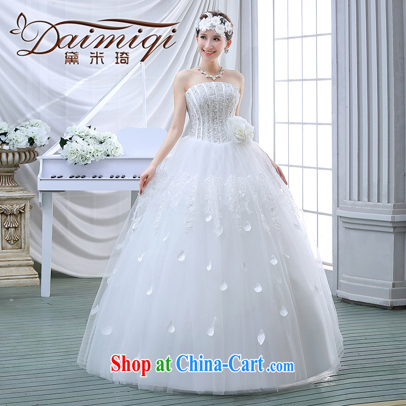 2015 spring bridal, parquet drill Korean version with bare chest cultivating large white, female wedding dresses Princess lace stylish white M