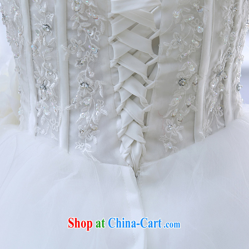 2015 spring bridal, parquet drill Korean version with bare chest cultivating large white, female wedding dresses Princess lace stylish white M, Diane M Qi, and shopping on the Internet