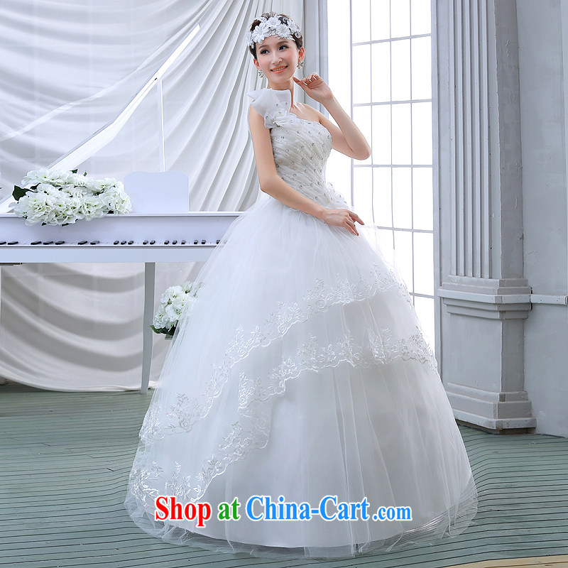 wedding dresses 2015 Spring Summer fashion the shoulder flowers parquet drill with wedding, thick mm video thin female white M, Diane M Ki, shopping on the Internet
