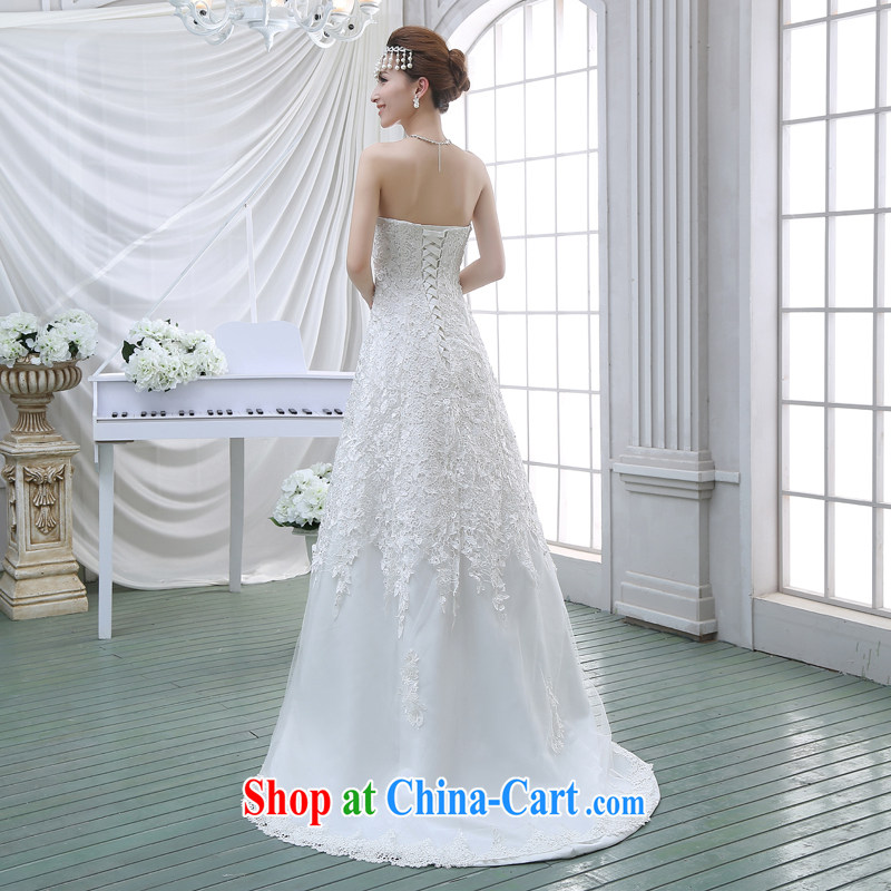 2015 new spring and summer wiped chest wedding beauty and stylish Korean video skinny tail wedding lace inserts drill wedding white M, Diane M Qi, shopping on the Internet