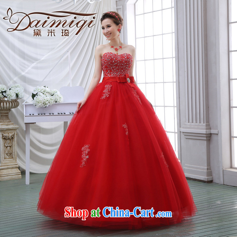 Spring and Summer new 2015 modern Korean diamond jewelry erase chest high waist larger graphics thin with pregnant women bridal wedding dresses Red Red M