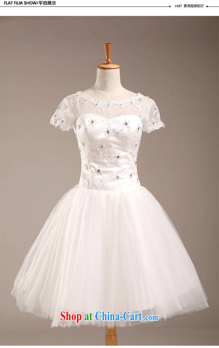 Bridal simple wedding dresses sweet Princess shaggy skirts package shoulder lace short-sleeved short strap wedding spring and summer white L pictures, price, brand platters! Elections are good character, the national distribution, so why buy now enjoy more preferential! Health