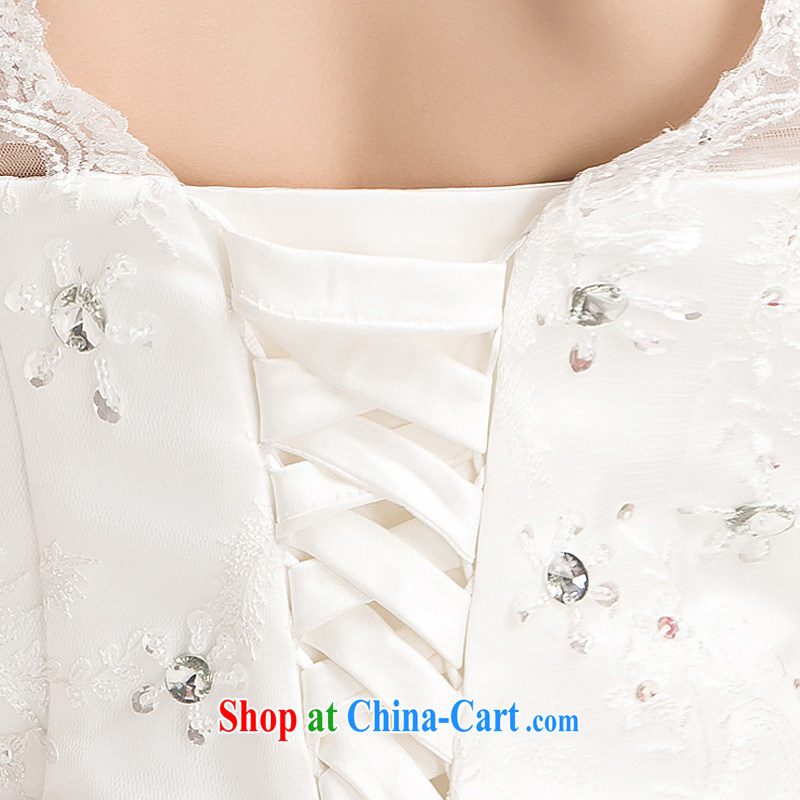 Bridal simple wedding dresses sweet Princess shaggy skirts package shoulder lace short sleeve short strap wedding spring and summer white L, Ho full chamber, shopping on the Internet