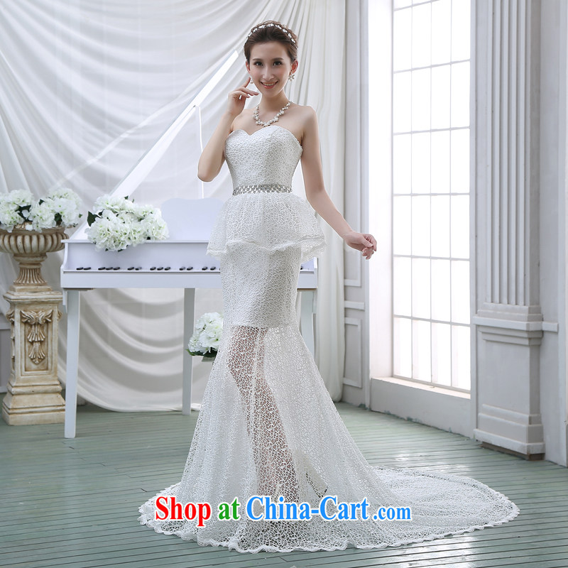 wedding dresses new 2015 luxury lace up collar Openwork tail-waist graphics thin crowsfoot retro wedding white M, Diane M Ki, shopping on the Internet