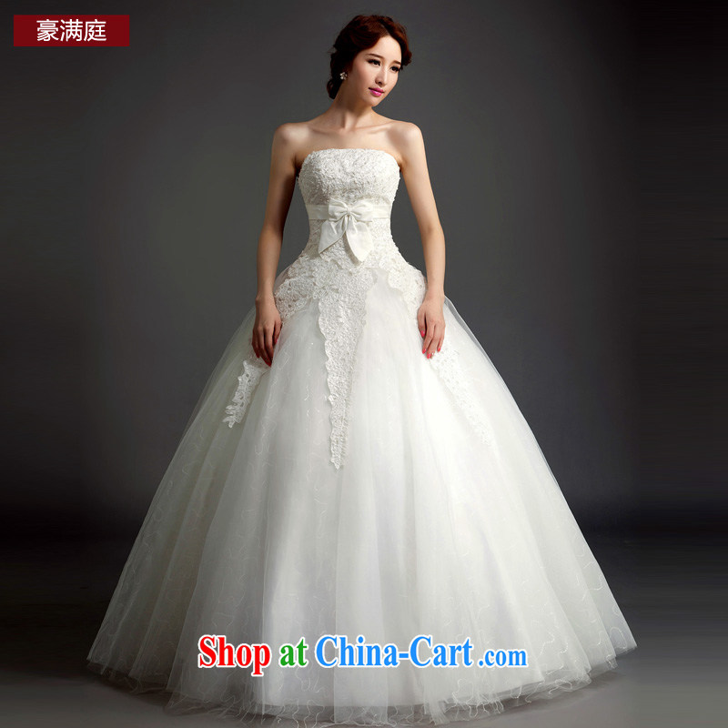 Ho full Chamber wedding dresses new 2015 Pearl lace butterfly knot brides with minimalist wedding white XL