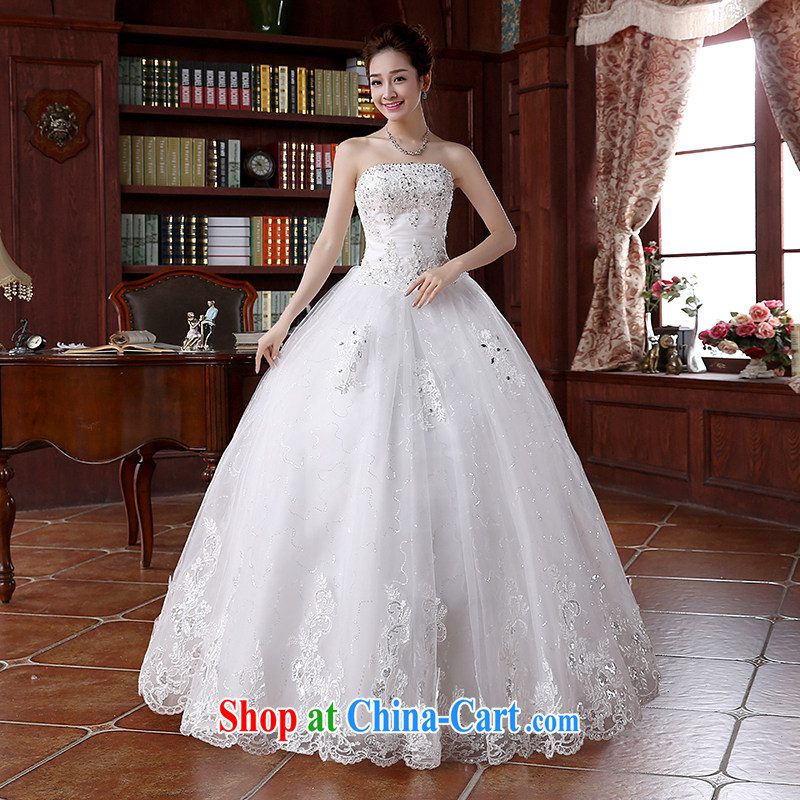 2015 spring and summer new lace-on-chip integrated with cultivating graphics thin with shaggy dress wiped chest wedding dresses white M