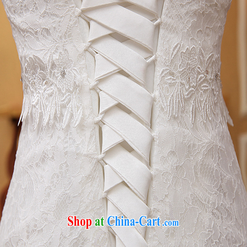 Spring 2015 new stylish Korean field shoulder Princess lace beauty graphics thin tail wedding dresses summer female white M, Diane M Ki, shopping on the Internet