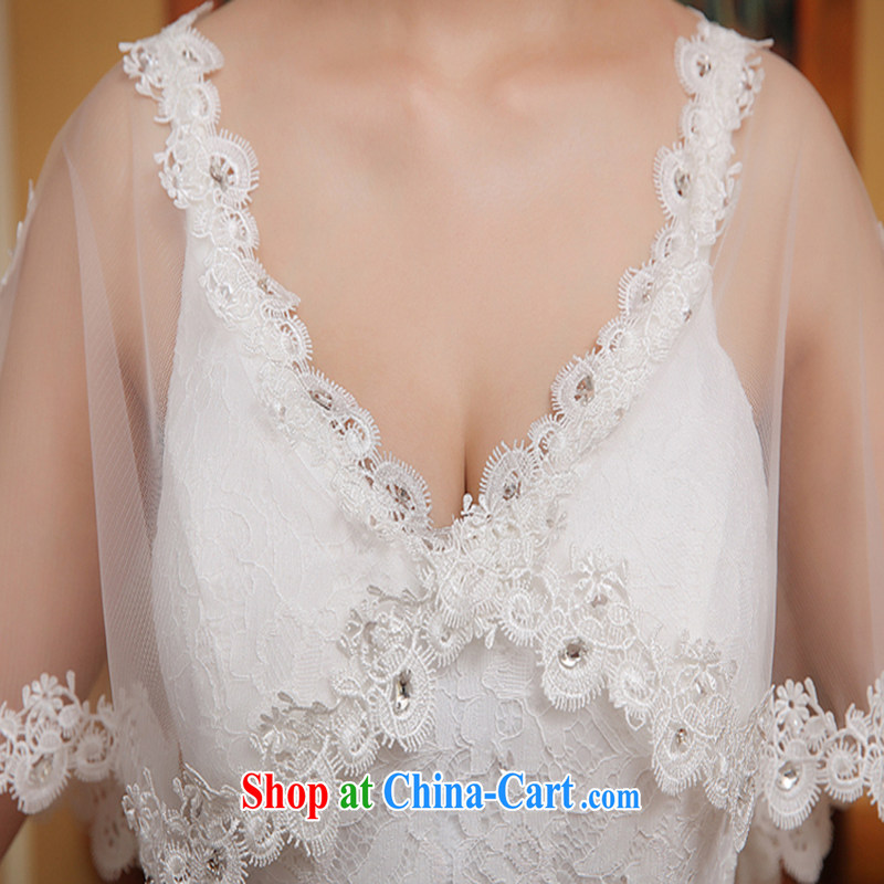 wedding dresses new spring 2015 European bridal simple package in shoulder cuff crowsfoot wedding small tail summer the Field shoulder white M, Diane M Qi, shopping on the Internet