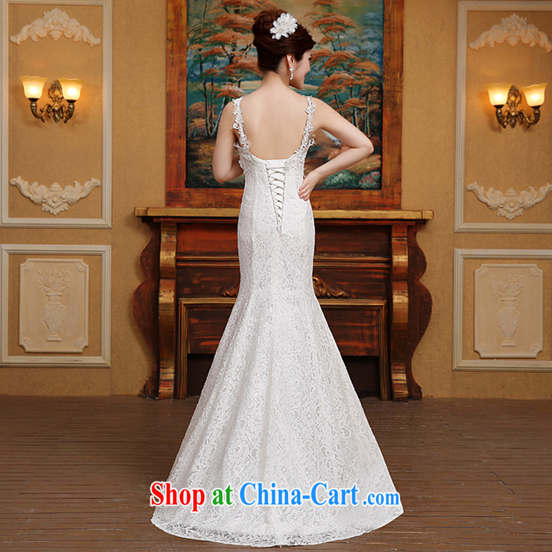 2015 new bride wedding a shoulder-shoulder-waist crowsfoot tail wedding dresses white M, Diane M-kay, shopping on the Internet