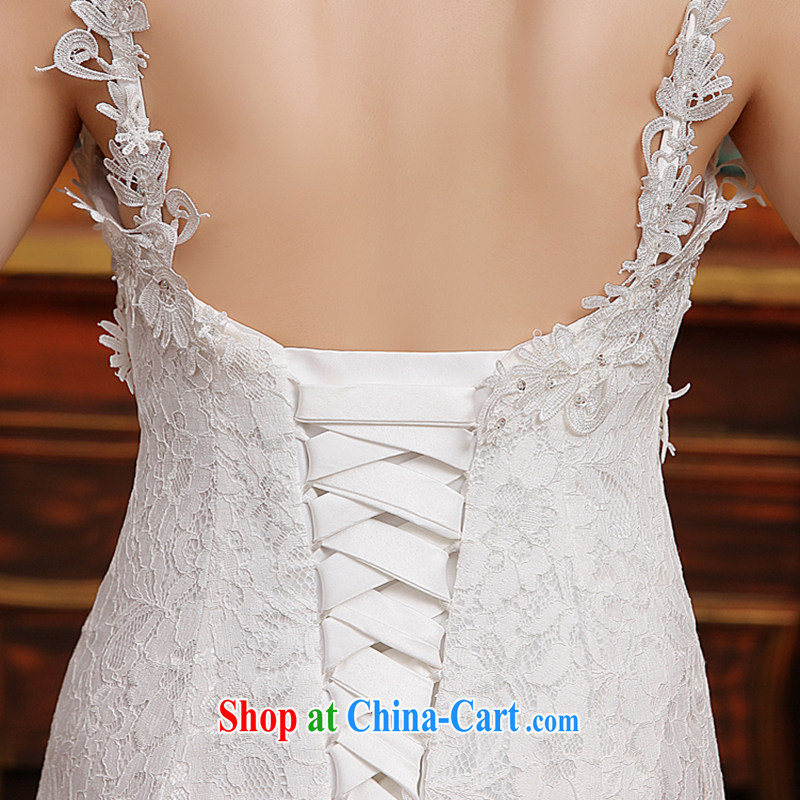 2015 new bride wedding a shoulder-shoulder-waist crowsfoot tail wedding dresses white M, Diane M-kay, shopping on the Internet