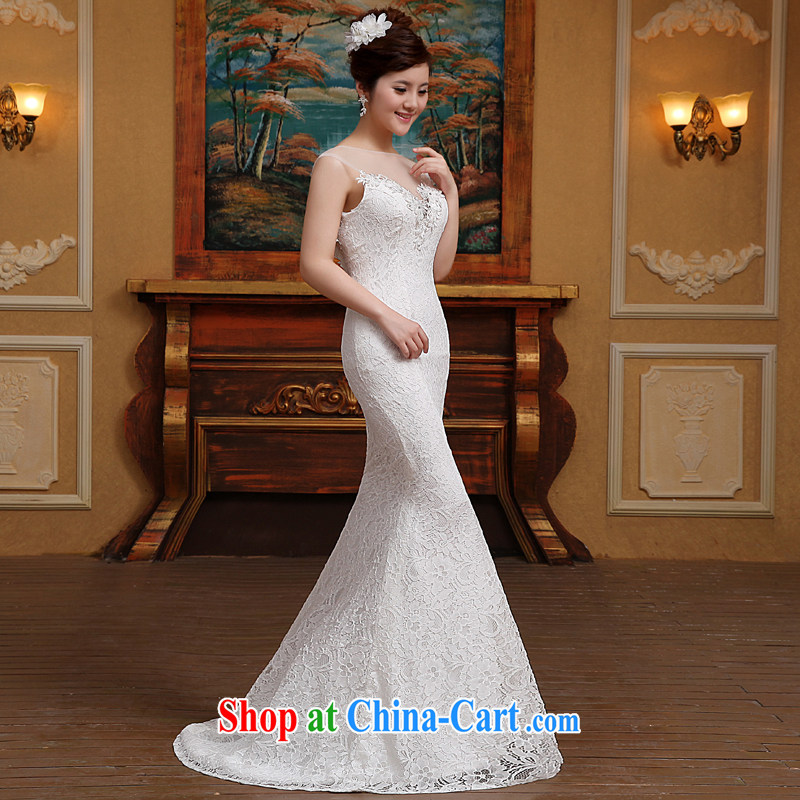 2015 new wedding Korean fashion a shoulder buds silk yarn small tail bridal wedding white M, Diane M Ki, shopping on the Internet