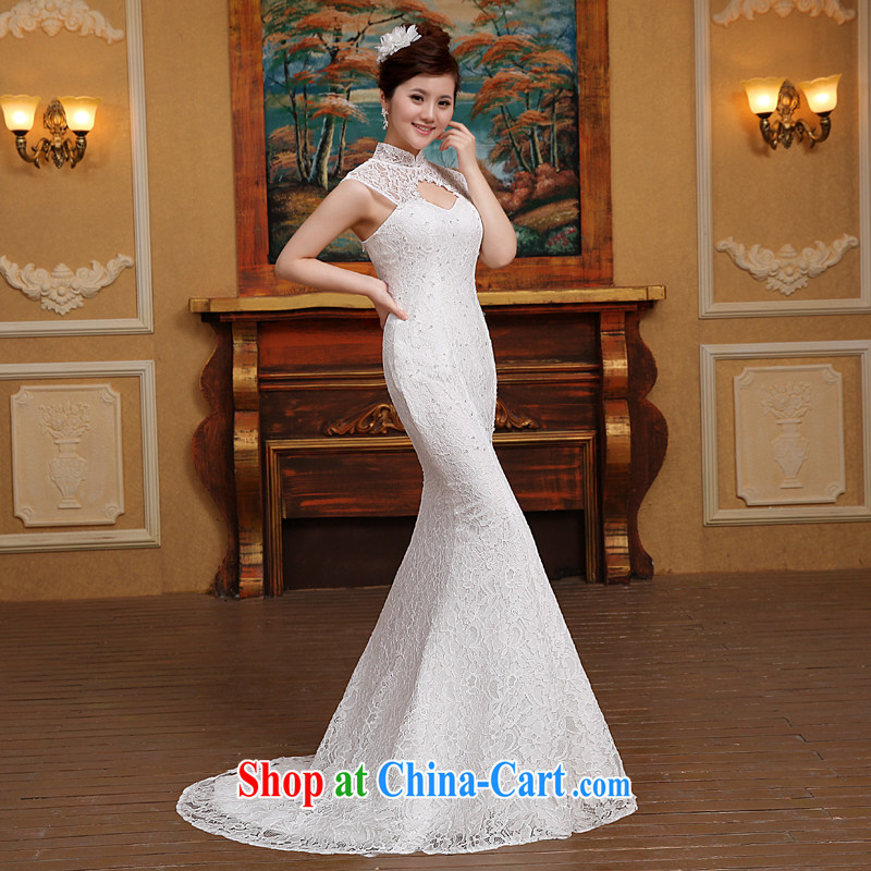 Summer 2015 new Korean-style, for bare chest package shoulder lace back exposed video thin beauty package and crowsfoot and wedding dresses white M, Diane M-kay, shopping on the Internet