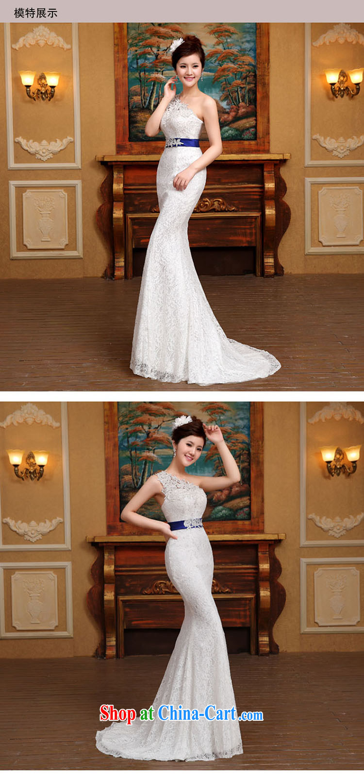 2015 new stylish wedding dresses Korean minimalist single shoulder-waist crowsfoot graphics thin lace-tail tied with antique white M pictures, price, brand platters! Elections are good character, the national distribution, so why buy now enjoy more preferential! Health