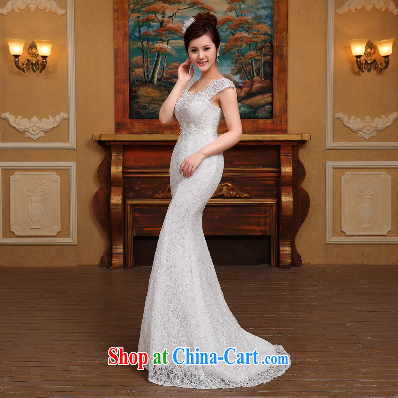 2 cultivating crowsfoot wedding dresses a shoulder 2015 new small tail sexy luxury big graphics thin white M, Diane M Ki, shopping on the Internet