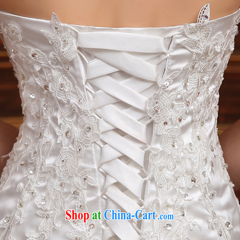 wedding dresses 2015 spring and summer new tail Korean field package shoulder bridal graphics thin lace back exposed shoulders crowsfoot white M, Diane M Ki, shopping on the Internet