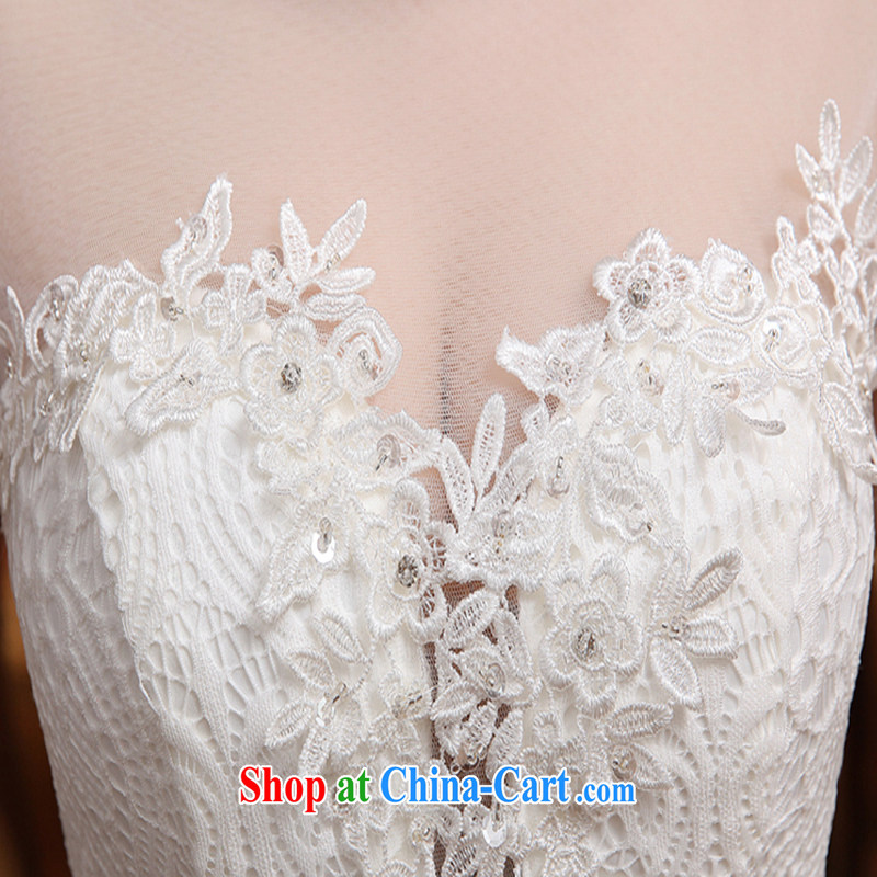 Cultivating crowsfoot wedding dresses white lace sexy exposed back 2015 new dual-shoulder retro bridal wedding dresses trailing white M, Diane M-kay, shopping on the Internet