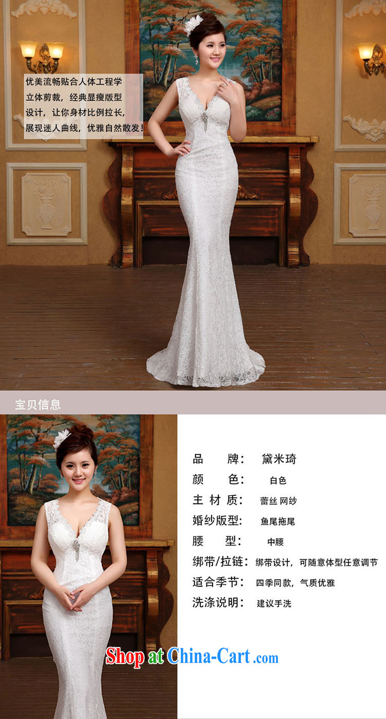 2015 stylish new sexy deep V-neck luxury lace crowsfoot tail bridal wedding dresses white M pictures, price, brand platters! Elections are good character, the national distribution, so why buy now enjoy more preferential! Health
