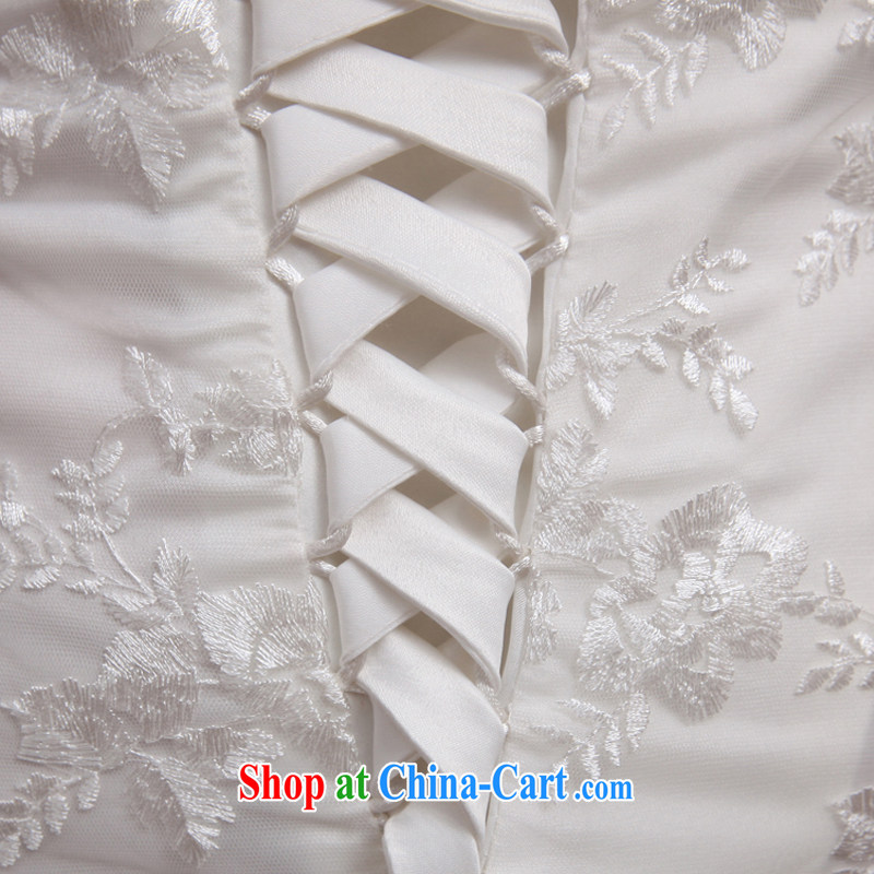 Fluoroscopy lace-up for a field in shoulder cuff crowsfoot tail bridal wedding dresses spring 2015 new white M, Diane M Ki, shopping on the Internet