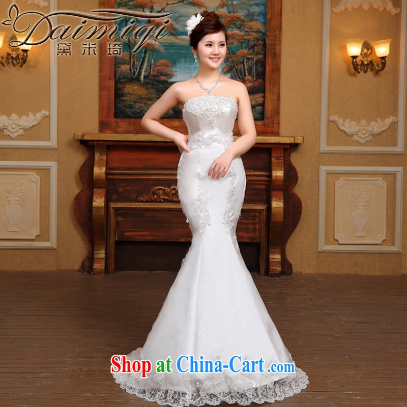 wedding dresses spring 2015 new crowsfoot wedding bridal beauty graphics thin smears chest tail wedding lace white M