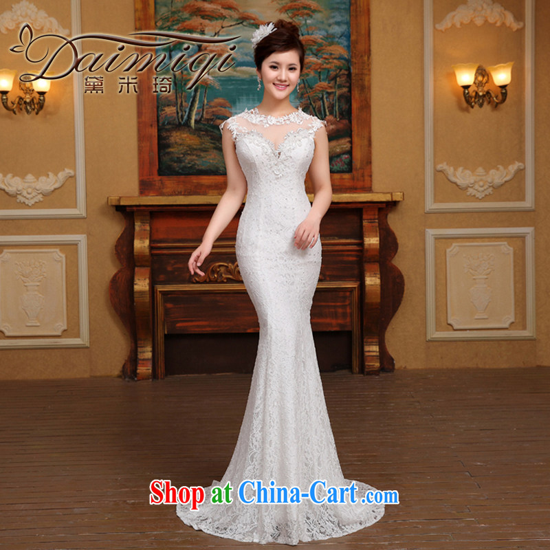 wedding dresses new 2015 spring collection at Merlion waist small tail summer shoulders Korean marriages beauty graphics thin white M