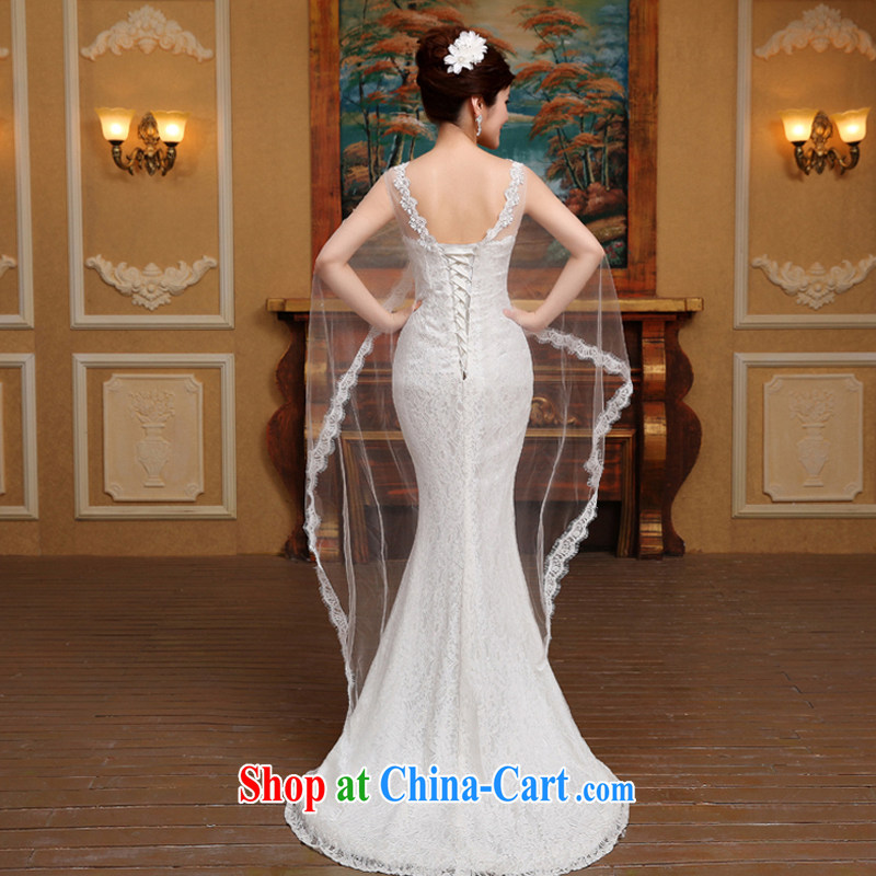 Bridal wedding dresses 2015 spring and summer new Korean-style crowsfoot larger graphics thin Korean luxury double-shoulder white M, Diane M-kay, shopping on the Internet
