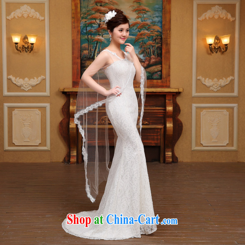 Bridal wedding dresses 2015 spring and summer new Korean-style crowsfoot larger graphics thin Korean luxury double-shoulder white M, Diane M-kay, shopping on the Internet