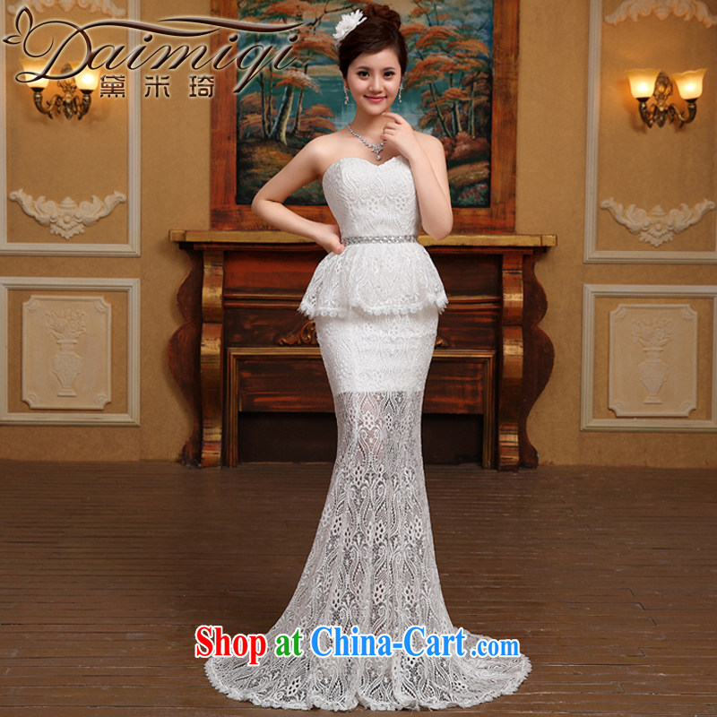 2015 new Korean crowsfoot Openwork tied with Mary Magdalene high chest beauty video skinny tail Princess wedding white M