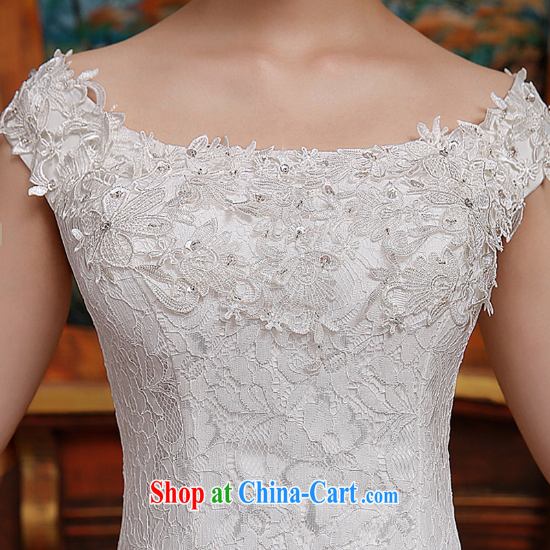 2015 spring and summer New Field shoulder crowsfoot wedding dresses small tail strap beauty graphics thin-waist lace shoulders white M, Diane M Ki, shopping on the Internet