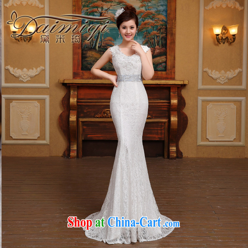 wedding dresses new 2015 spring collection at Merlion waist small tail summer shoulders Korean marriages beauty graphics thin white M