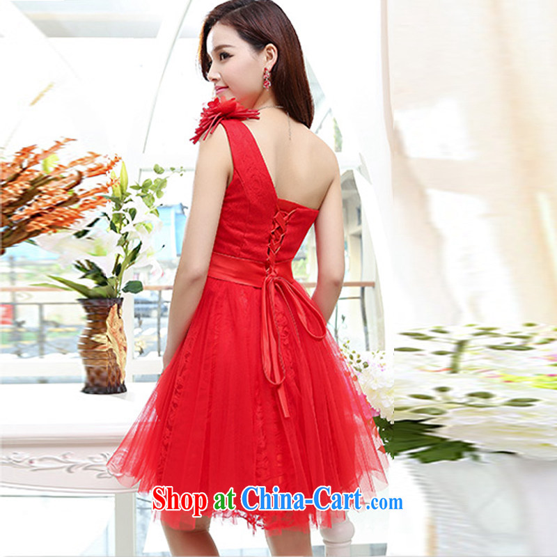 2015 new Korean beauty and stylish single shoulder shaggy dress skirt 4 season long wedding dress red XL charm, as well as Asia and (Charm Bali), online shopping