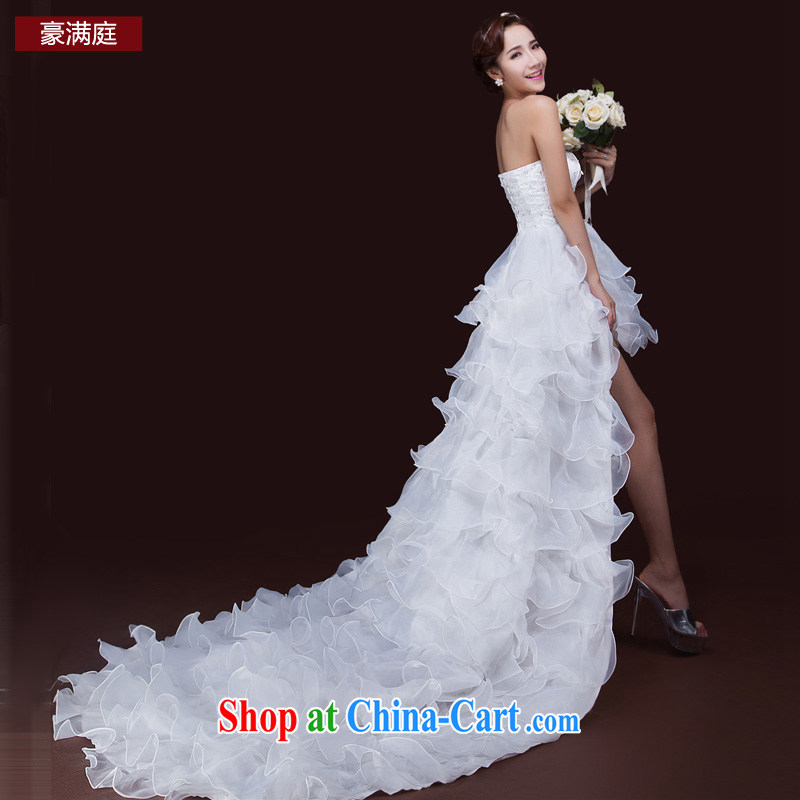 2015 spring and summer new bride marriage after a long Korean tail erase chest wedding dresses with white petals XL, Ho full chamber, and shopping on the Internet