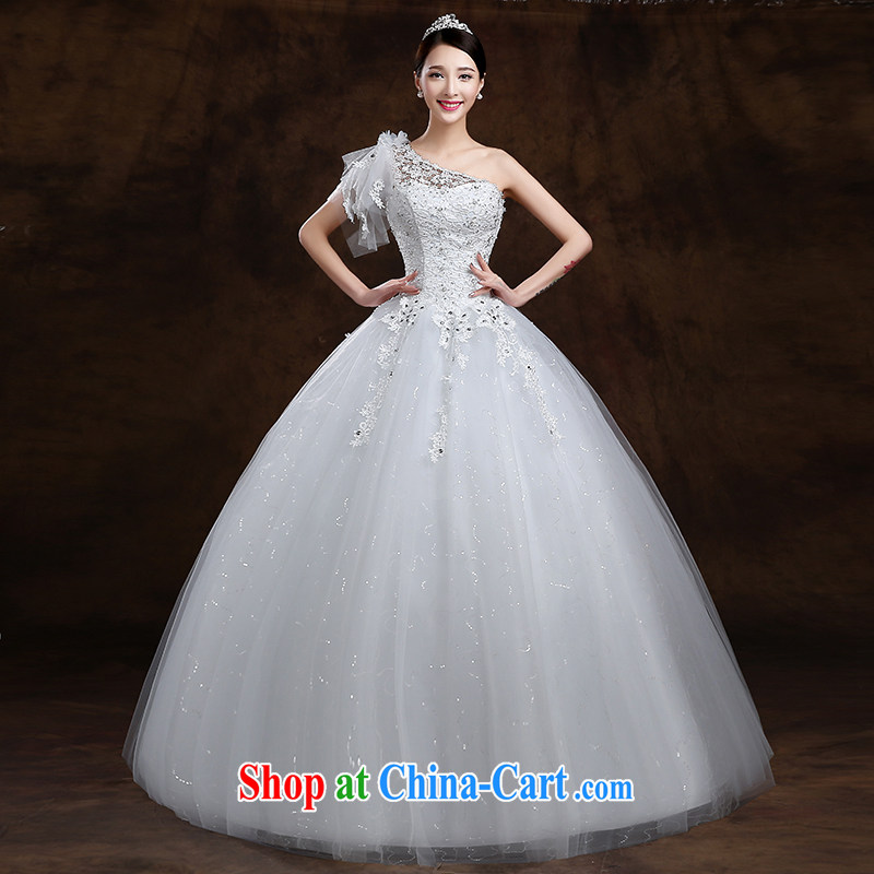 White first to approximately 2015 spring and summer new Korean single shoulder beauty with white bridal wedding wedding dresses video thin white tailored contact Customer Service