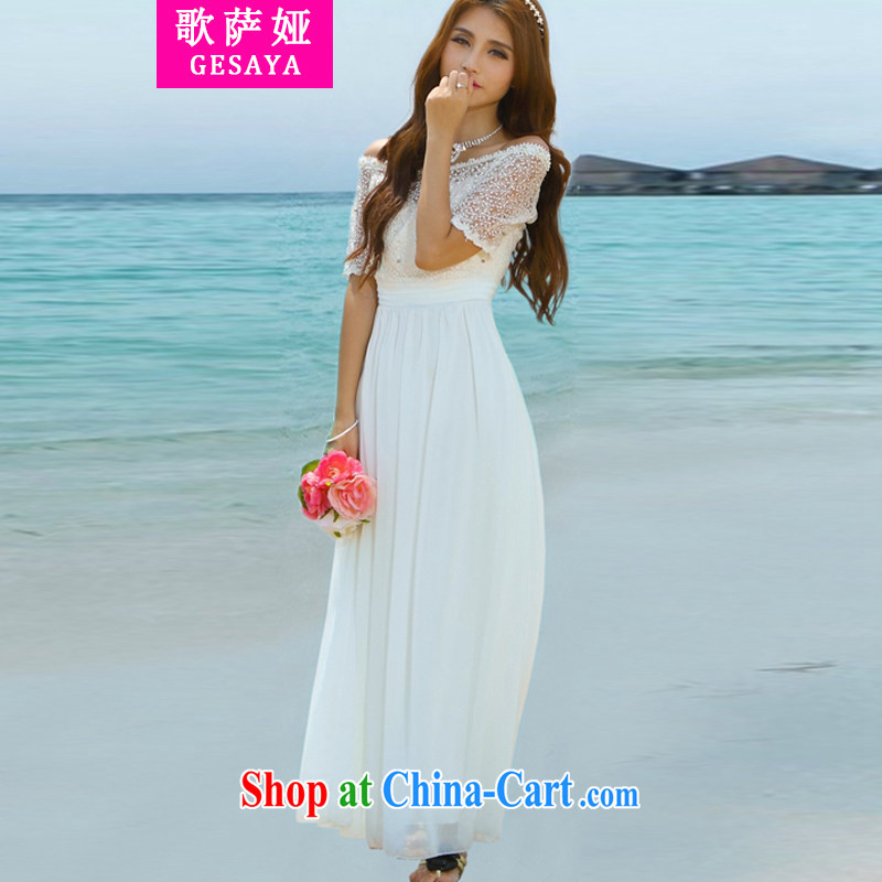 Song, Julia 2015 Korean version Maldives beach dress wedding nails Pearl inserts drill dress long dress white XL, Song, Julia (GESAYA), online shopping