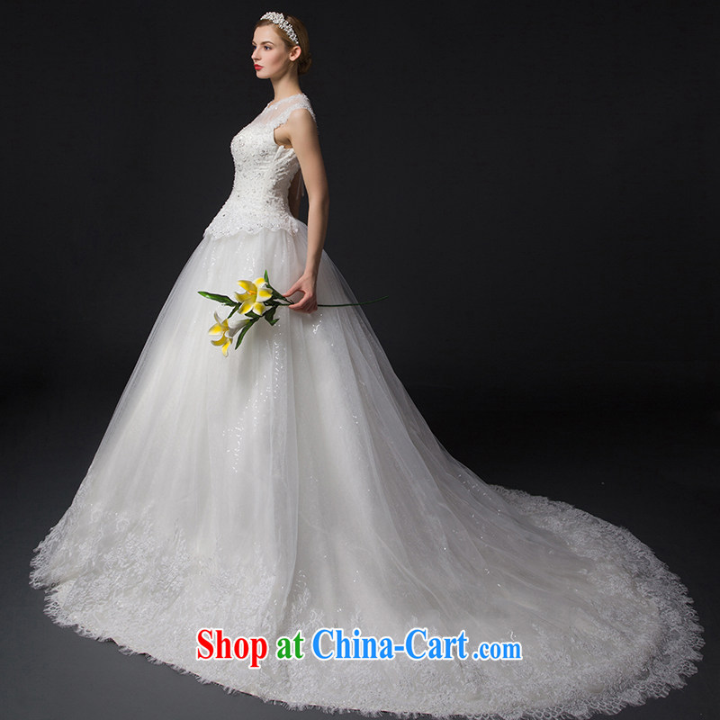 It is not the JUSERE high-end wedding dresses 2015 new round-collar language empty nails Pearl bridal wedding dress with wedding small-tail beauty graphics thin white tailored, is by no means set, and, on-line shopping