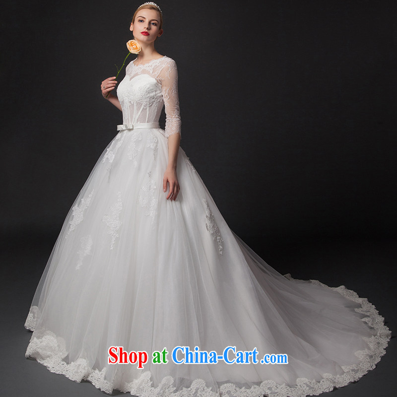 It is not the JUSERE high-end wedding dresses 2015 New-tail wedding round-collar long-sleeved transparent lace bare chest white tailored, by no means, and, shopping on the Internet