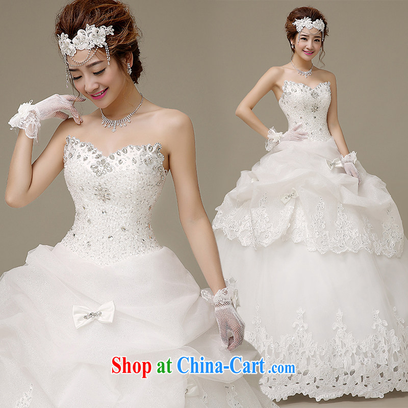 The United States, wedding dresses 2015 spring and summer water drilling wiped his chest bow-tie lace parquet tied with Korean version with Princess bride wedding H - 49 white XXL, AIDS, and the United States (Imeinuo), online shopping