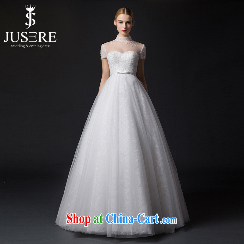 It is the JUSERE high-end wedding dresses 2015 new paragraph to align wedding long-sleeved transparent lace Princess skirt yarn Home Sweet shaggy skirts long-sleeved wedding dresses white 4