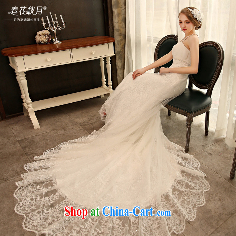 Blooming crazy lace crowsfoot wedding dresses 2015 spring and summer new bride wiped off chest Korean luxury long-tail white XXL, blooming Crazy (chunhuaqiuyue), shopping on the Internet