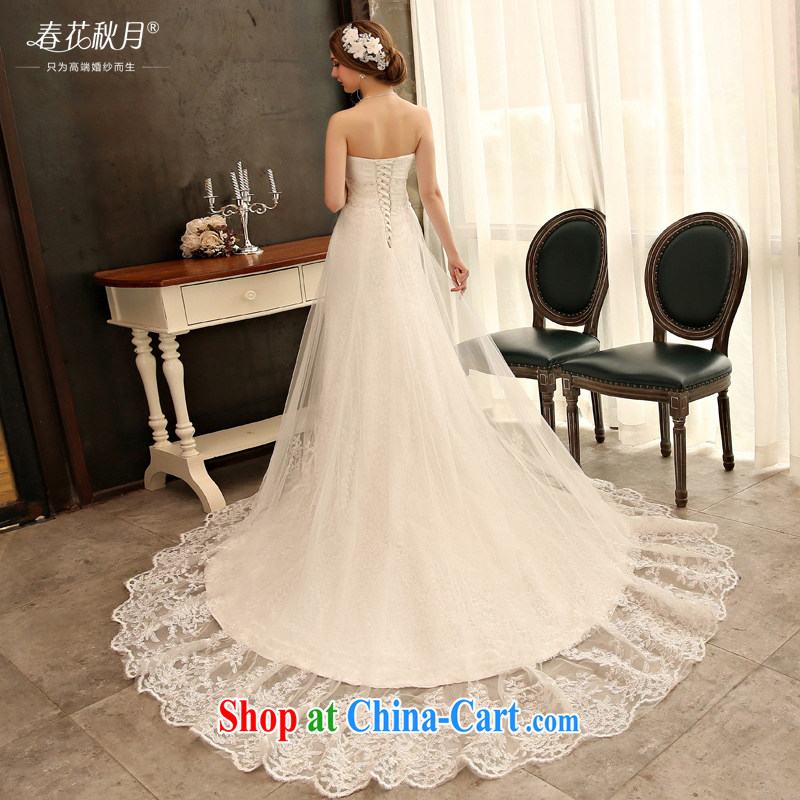 Blooming crazy lace crowsfoot wedding dresses 2015 spring and summer new bride wiped off chest Korean luxury long-tail white XXL, blooming Crazy (chunhuaqiuyue), shopping on the Internet