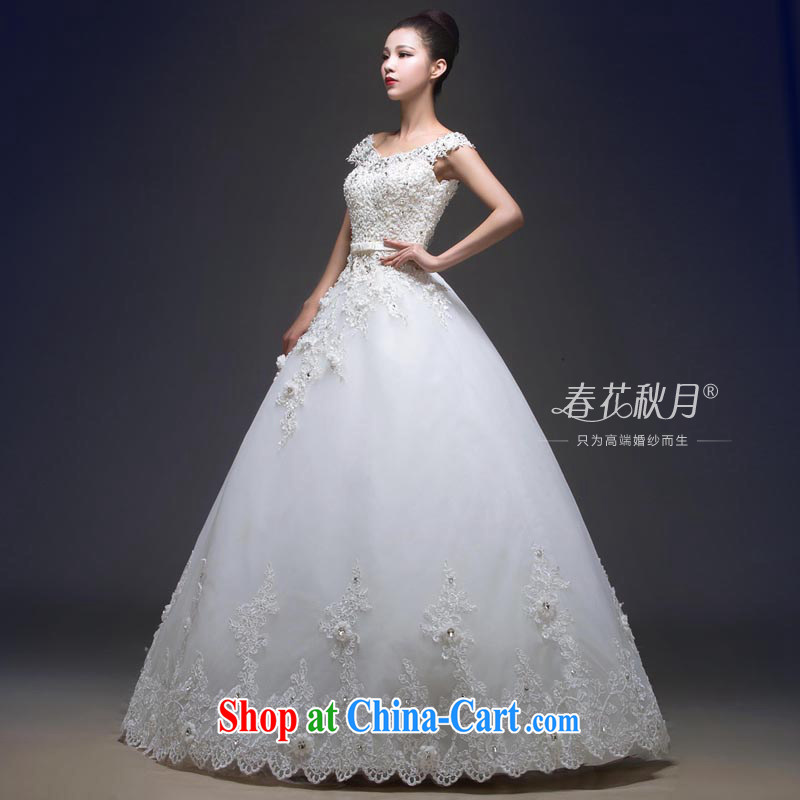 Double-shoulder wedding dresses the Field shoulder new 2015 exclusive lace inserts drill with graphics thin straps bridal wedding dresses, white XXL, blooming Crazy (chunhuaqiuyue), shopping on the Internet