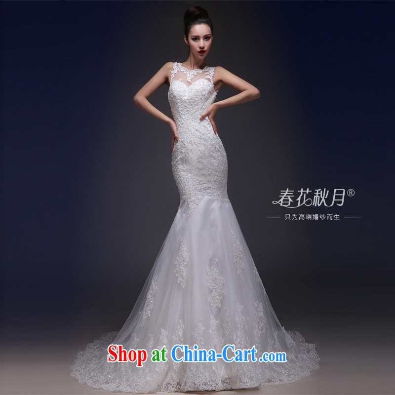Cultivating crowsfoot wedding dresses white lace sexy exposed back 2015 new dual-shoulder retro bridal wedding dresses trailing white XL