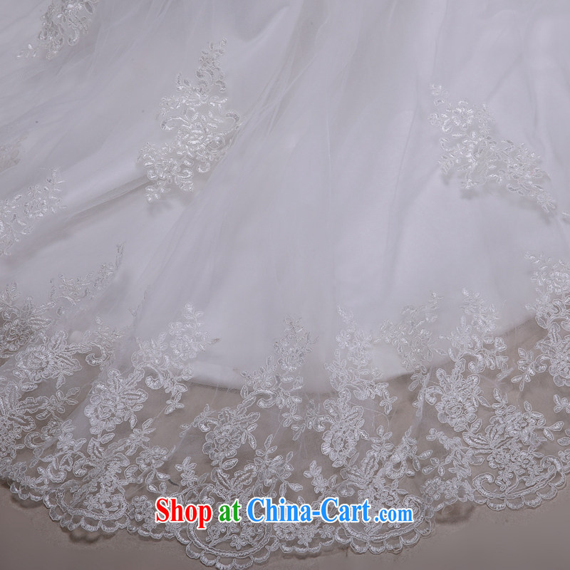 Cultivating crowsfoot wedding dresses white lace sexy exposed back 2015 new dual-shoulder retro bridal wedding tail white XL, blooming Crazy (chunhuaqiuyue), shopping on the Internet