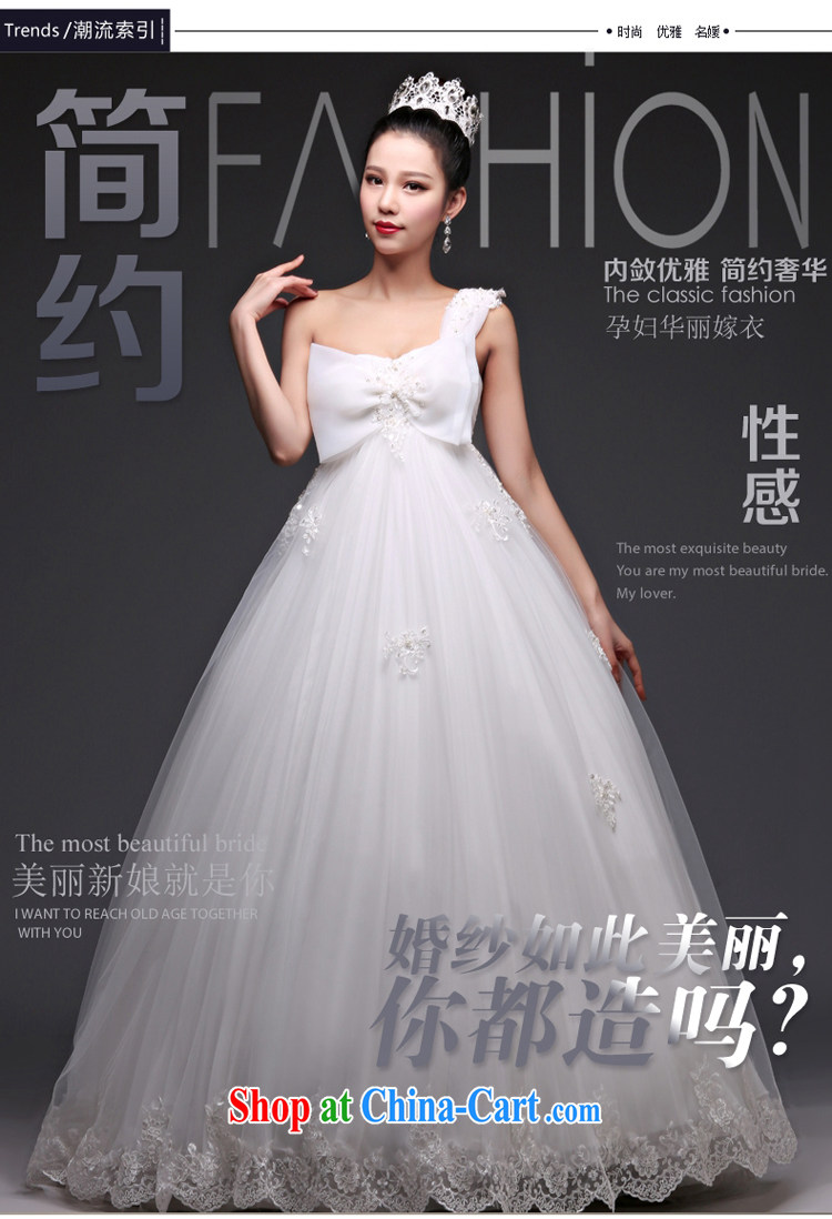 Korean pregnant women wedding dresses high waist 2015 new spring bride single shoulder with thick mm video thin shaggy dress summer white XXL pictures, price, brand platters! Elections are good character, the national distribution, so why buy now enjoy more preferential! Health