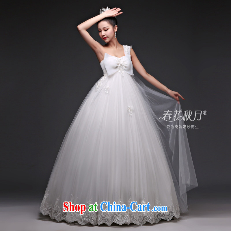 Korean pregnant women wedding dresses high waist 2015 new spring bride single shoulder with thick mm video thin shaggy dress summer white XXL