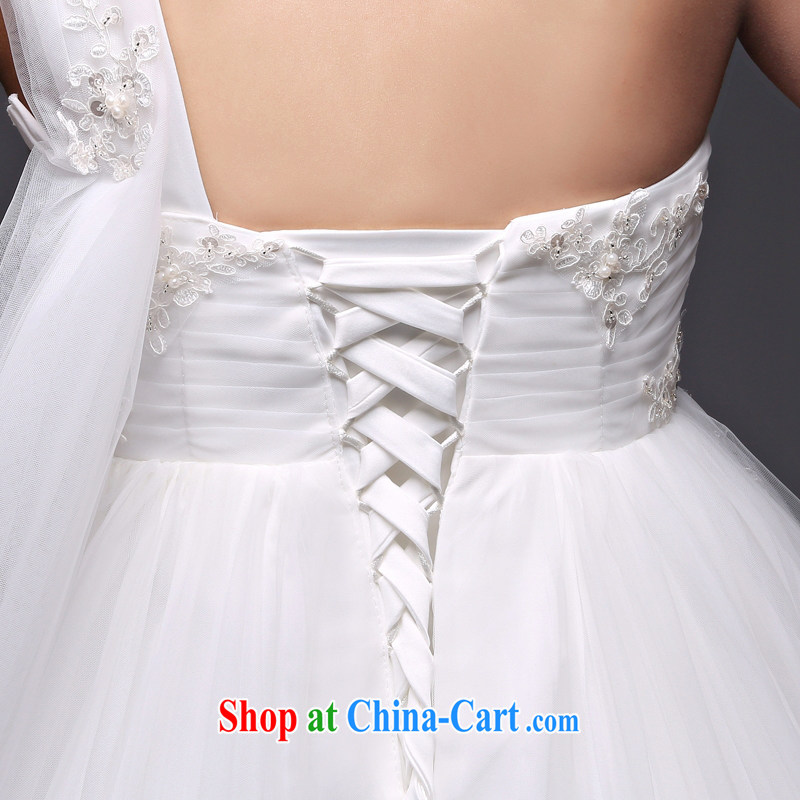 Korean pregnant women wedding dresses high-waist 2015 new spring bridal the shoulder with thick mm video thin shaggy dress summer white XXL, blooming Crazy (chunhuaqiuyue), shopping on the Internet