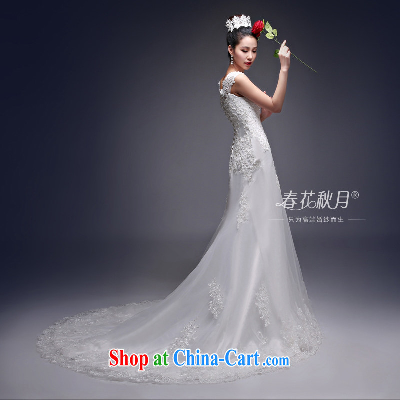 At Merlion wedding dresses small-tail new 2015 Korean-style summer fashion Korean lace shoulders the bride is tied with white M