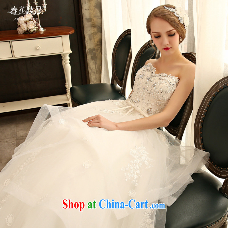Blooming crazy with wedding dresses 2015 new spring and summer Korean wiped chest wedding bridal gown shaggy yarn drill white XXL, blooming Crazy (chunhuaqiuyue), and, on-line shopping