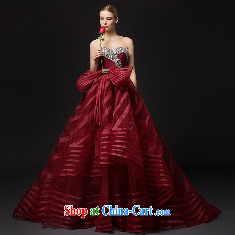 It is not the JUSERE high-end wedding dresses also presided over by Stage service 2015 spring and the shoulder wedding dresses, Japan, and South Korea wedding bridal marriage deep red tailored, is by no means set, shopping on the Internet